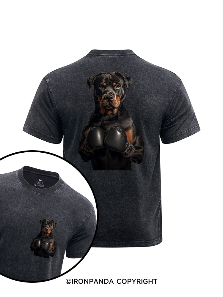 Boxing Rottweiler printed Washed Gym Shirt