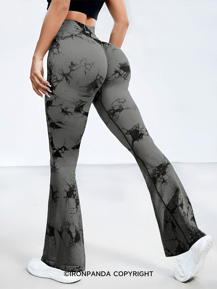 High Waist Booty Lift Tie Dye Wide Leg Yoga Pants