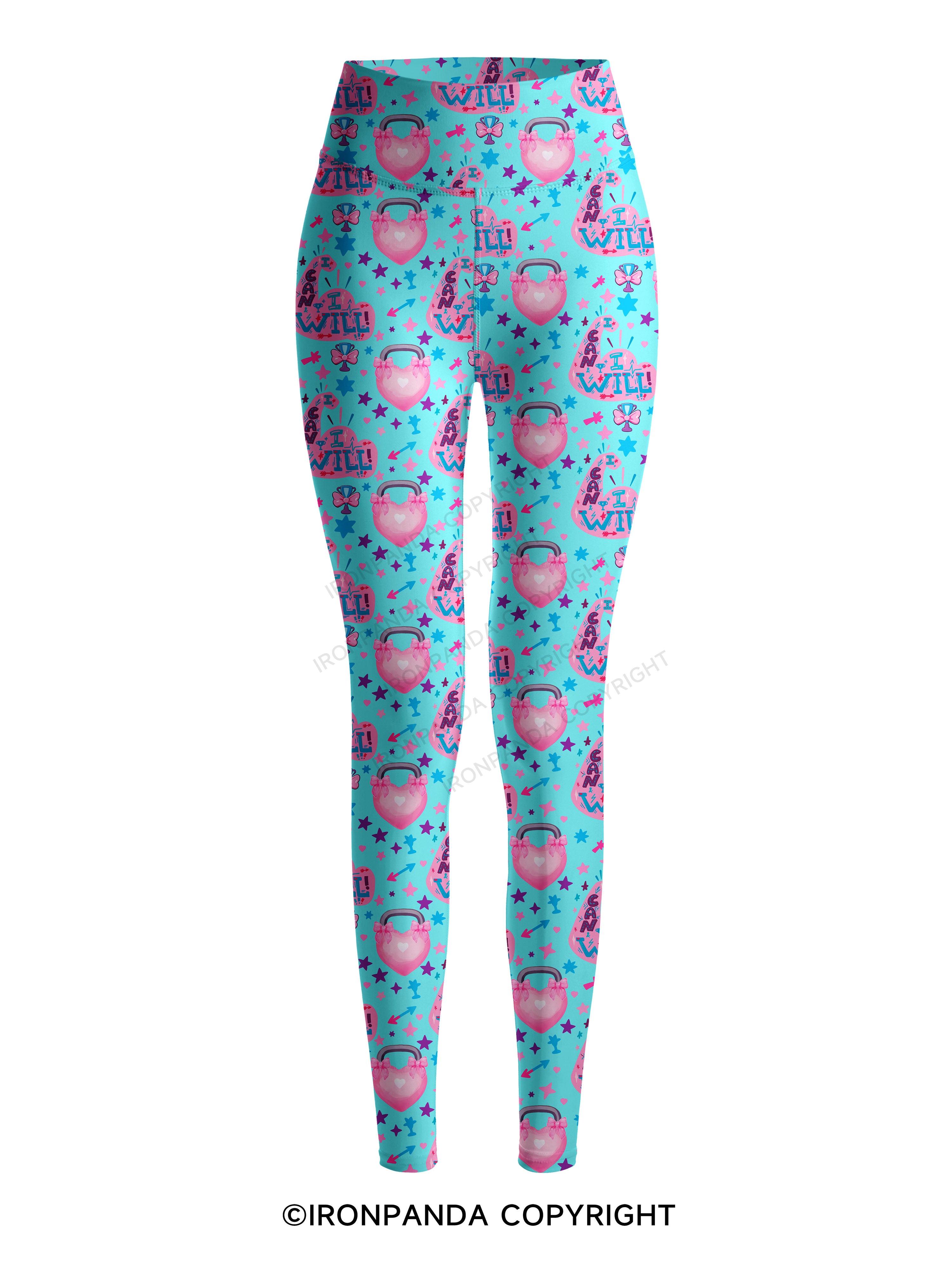I CAN AND I WILL STRONG MUSCLE Printed Yoga Pants