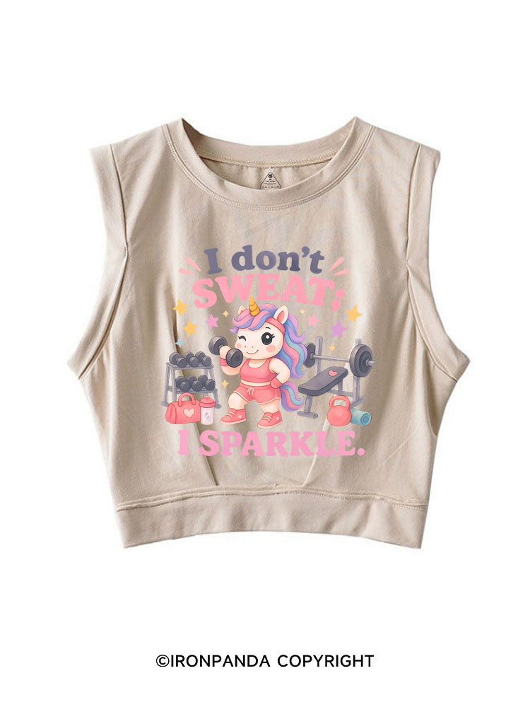 I DON'T SWEAT I SPARKLE SWEATY UNICORN SLEEVELESS CROP TOPS