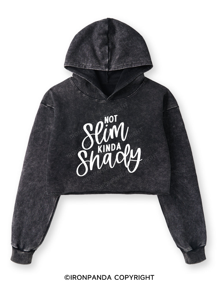 NOT SLIM KINDA SHADY Washed Crop Hoodie