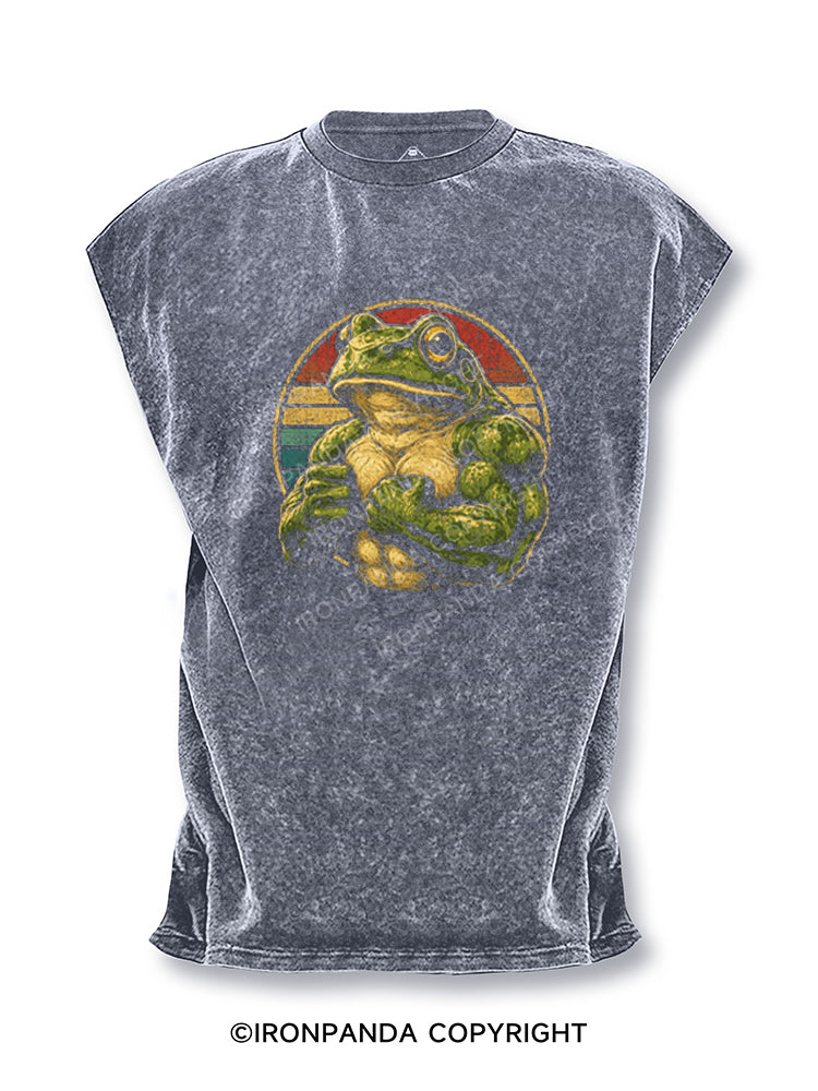 Retro Muscular Frog Strength Cut Off Tank