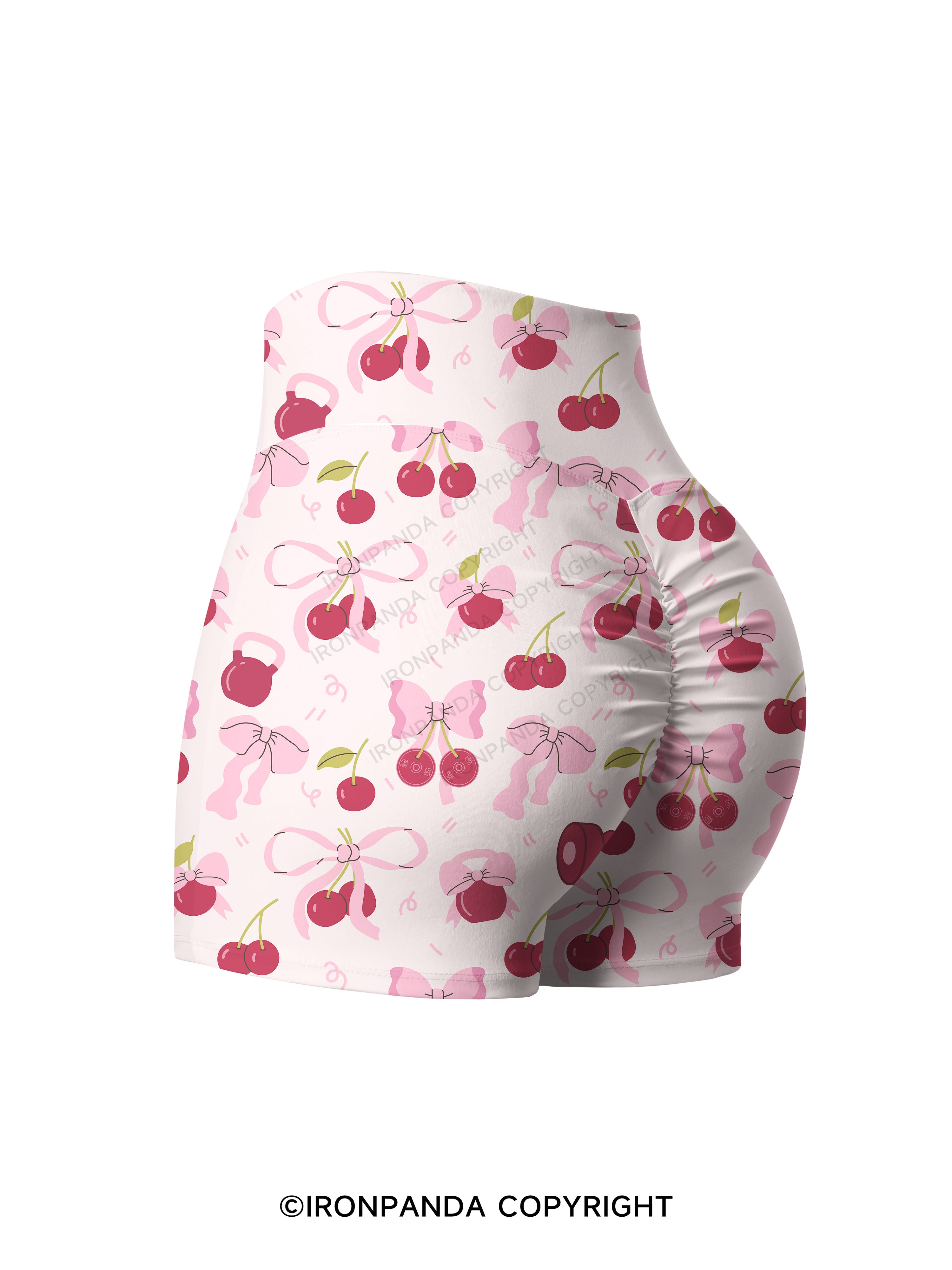 Pink Cherry Printed Yoga Shorts