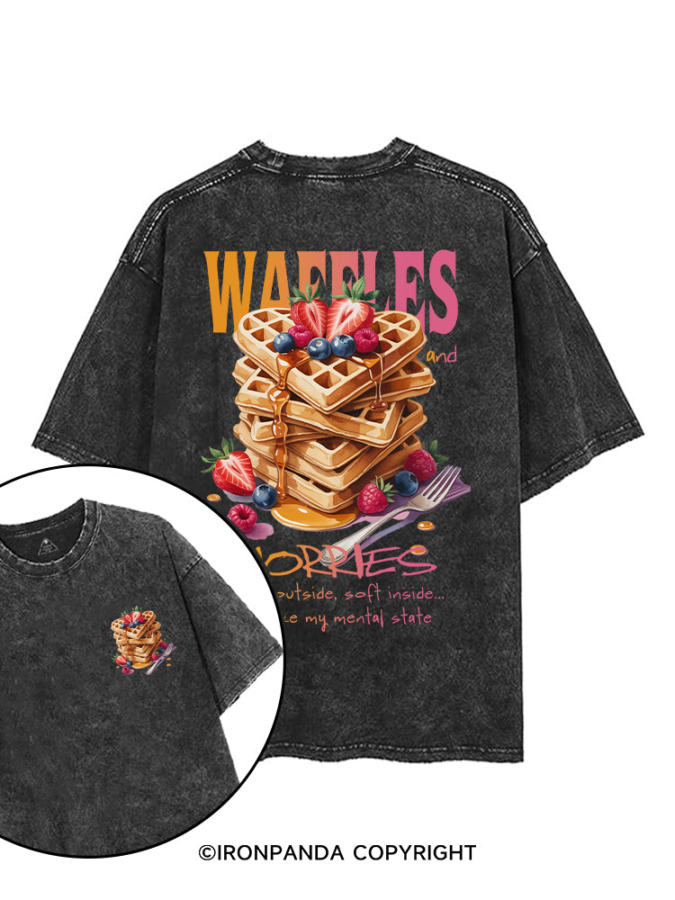 WAFFLES AND WORRIES printed Gym Shirt