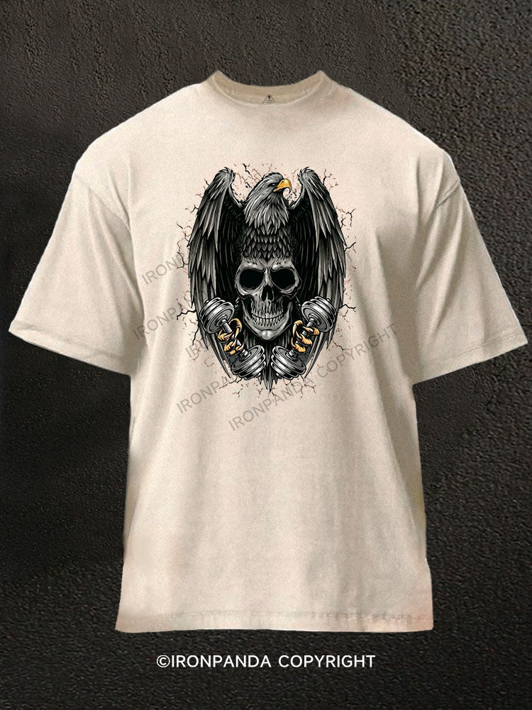 eagle  skeleton Washed Gym Shirt
