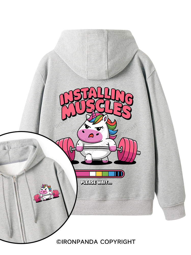 INSTALLING MUSCLES Double-Sided Printed Fleece Zip Up Hoodie