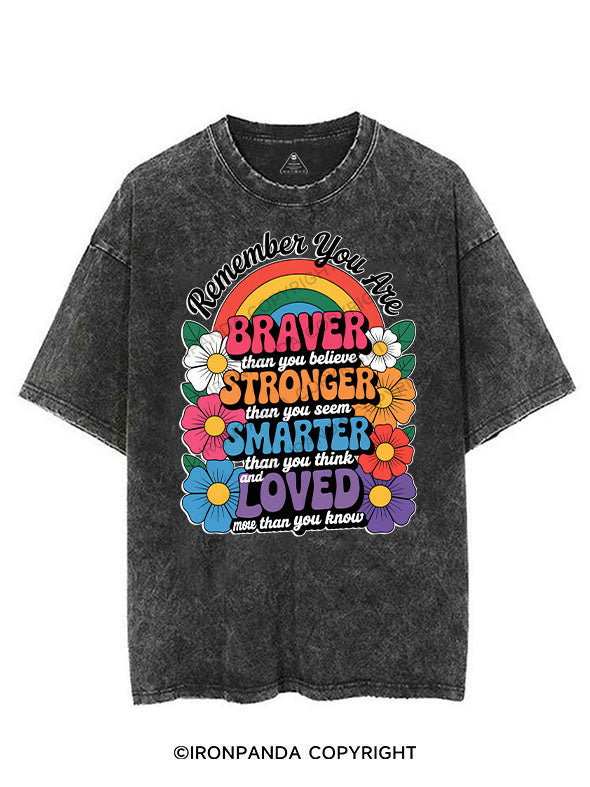remember you are BRAVER than you believe STRONGER than you seem SMARTER than you think AND LOVED more than you know VINTAGE GYM SHIRT