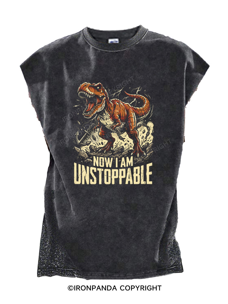 Now I Am Unstoppable T-Rex Dinosaur Cut Off Tank