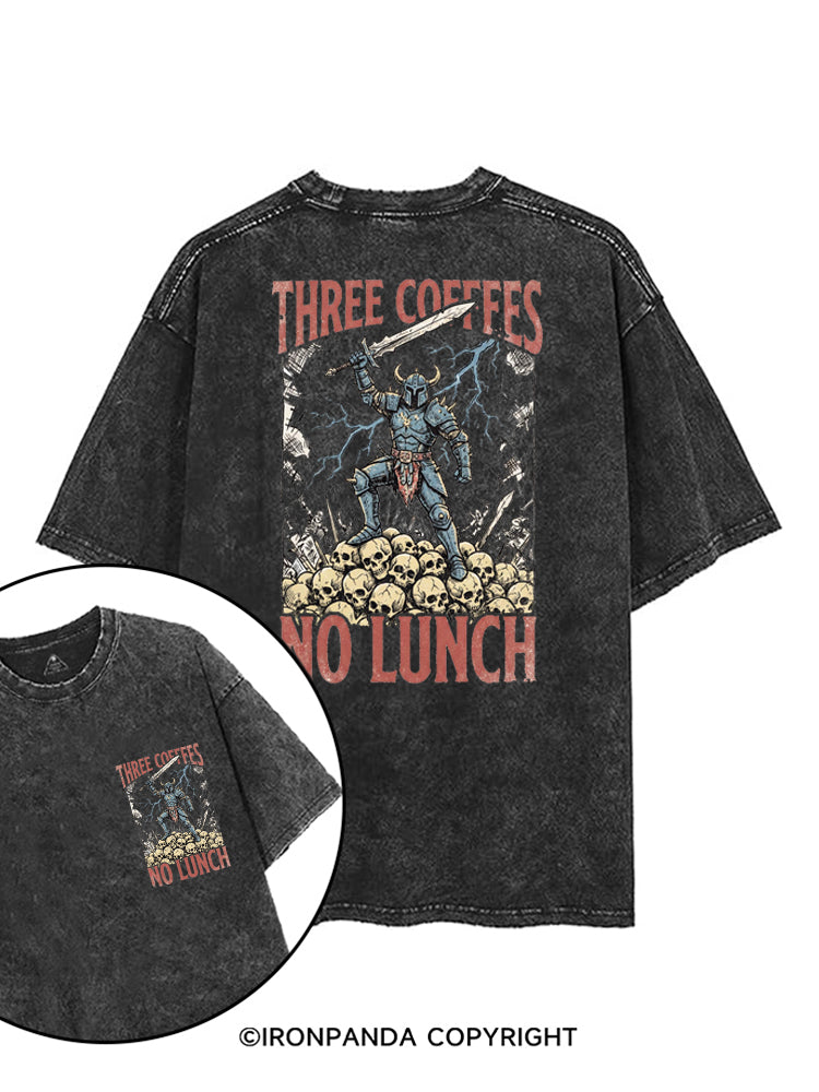 Three Coffees No Lunch printed Gym Shirt