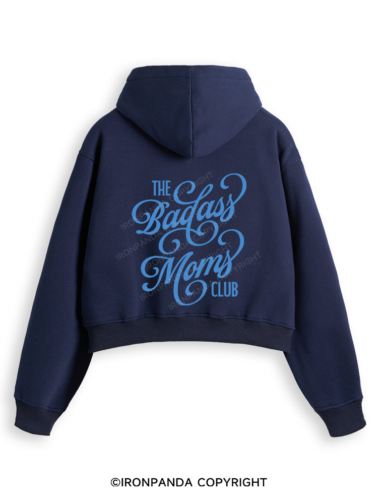 THE BADASS MOMS CLUB Fleece Crop Zip Up Hoodie