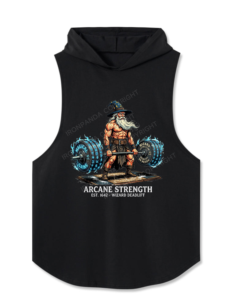 Out of Spells Wizard Lifting Hooded Tank
