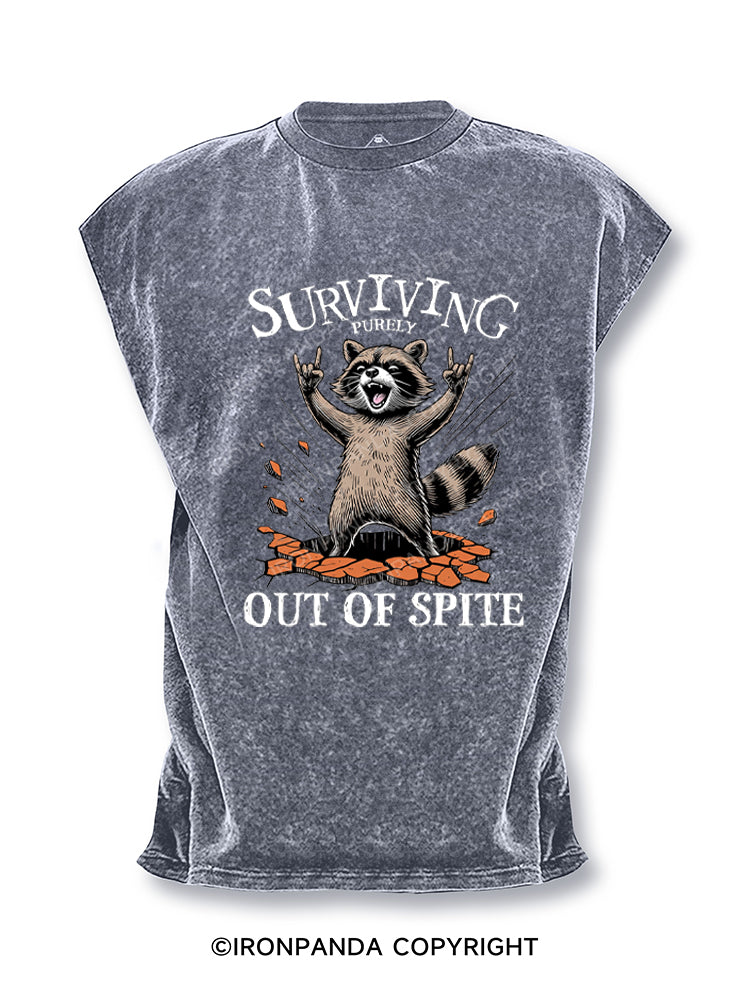 Raccoon Surviving Purely Out of Spite Cut Off Tank