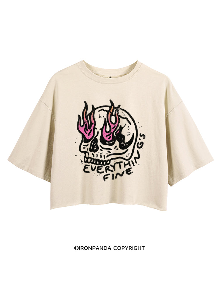 Everything is Fine Funny Skeleton CROP TOPS