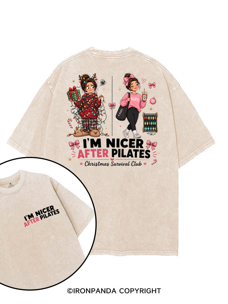 I'M NICER AFTER PILATES CHRISTMAS SURVIVAL CLUB printed Gym Shirt