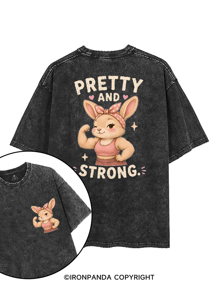 PRETTY AND STRONG BUNNY printed Gym Shirt