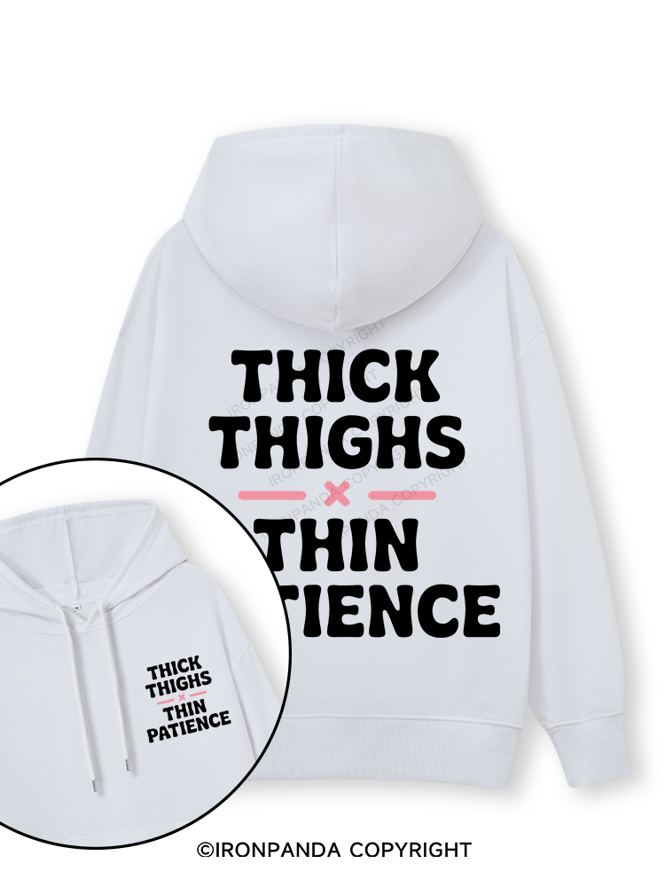 THICK THIGHS × THIN PATIENCE Double-Sided Printed Classic Gym Hoodie