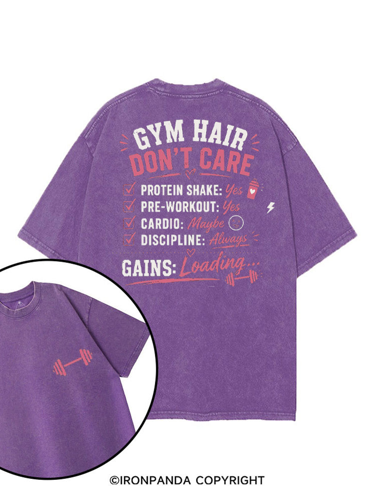 GYM HAIR DON'T CARE GAINS LOADING printed Gym Shirt