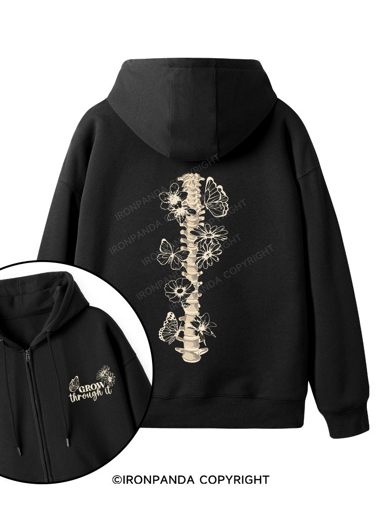 Grow Through It Double-Sided Printed Fleece Zip Up Hoodie