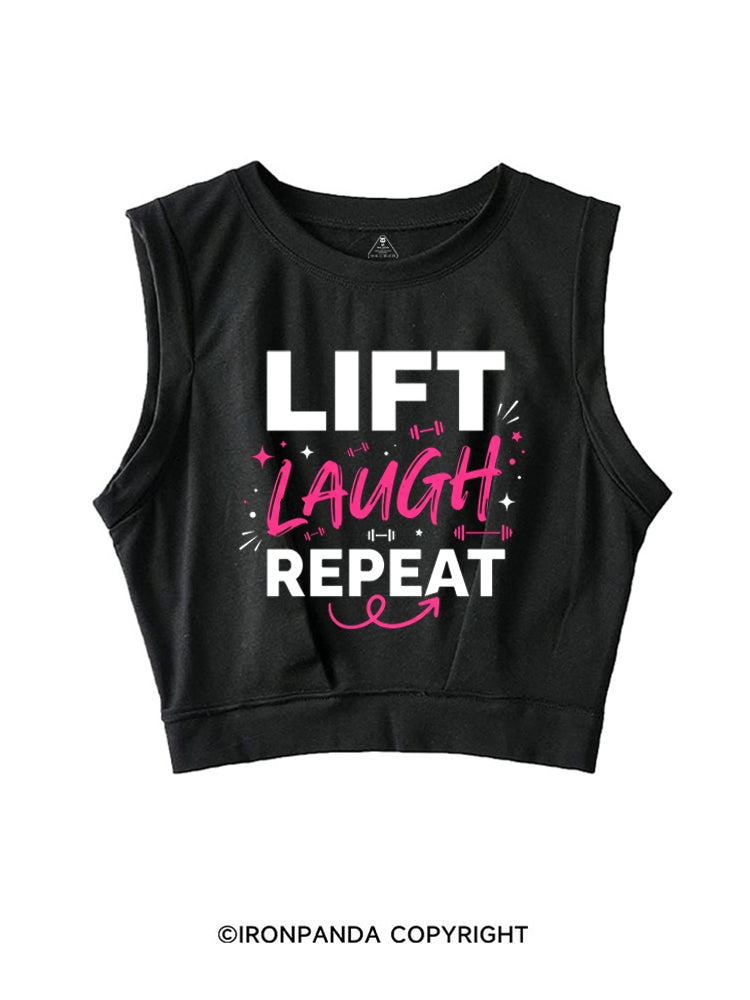 Lift Laugh Repeat SLEEVELESS CROP TOPS