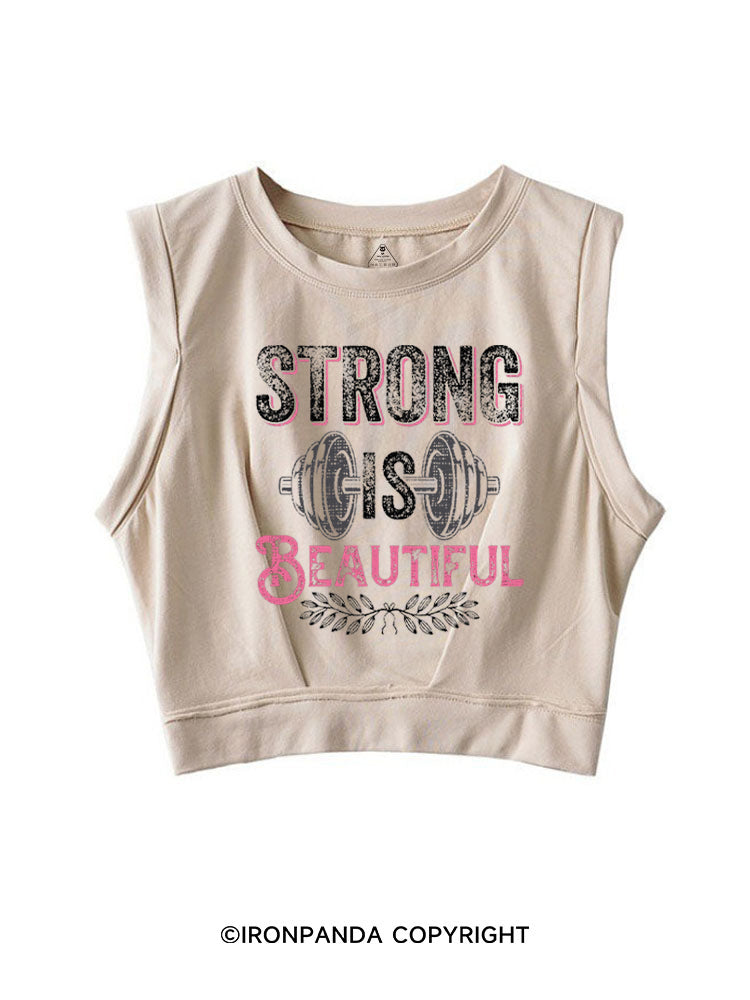 STRONG IS BEAUTIFUL POSITIVE GYM SLEEVELESS CROP TOPS