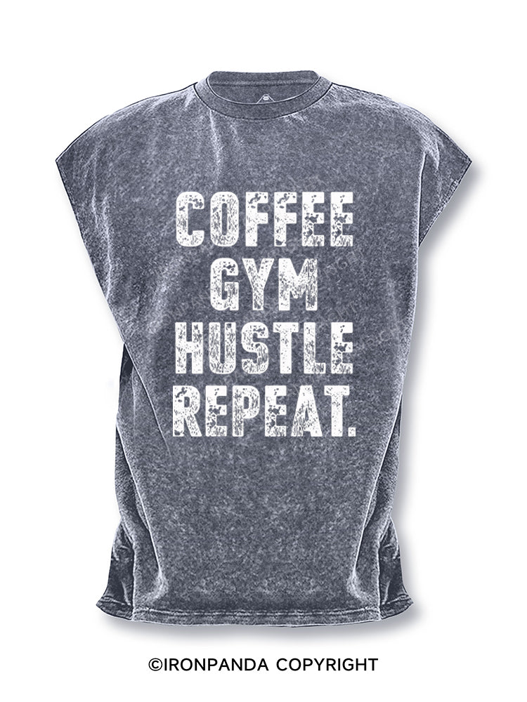 COFFEE GYM HUSTLE REPEAT Cut Off Tank