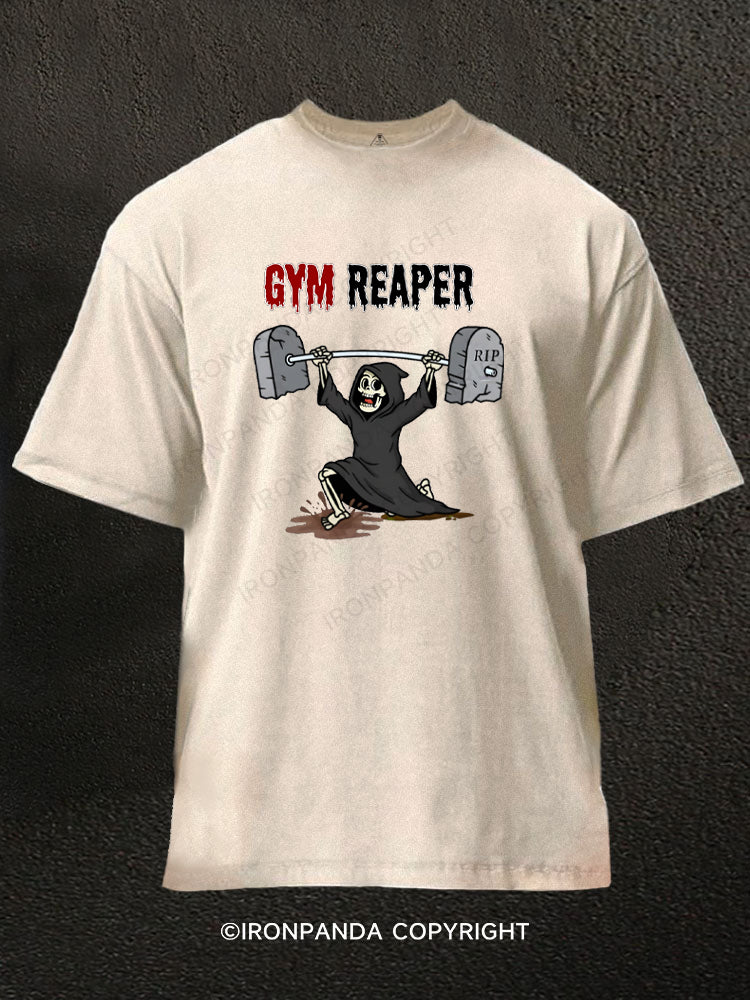 Gym Reaper Lifting Weights Washed Gym Shirt