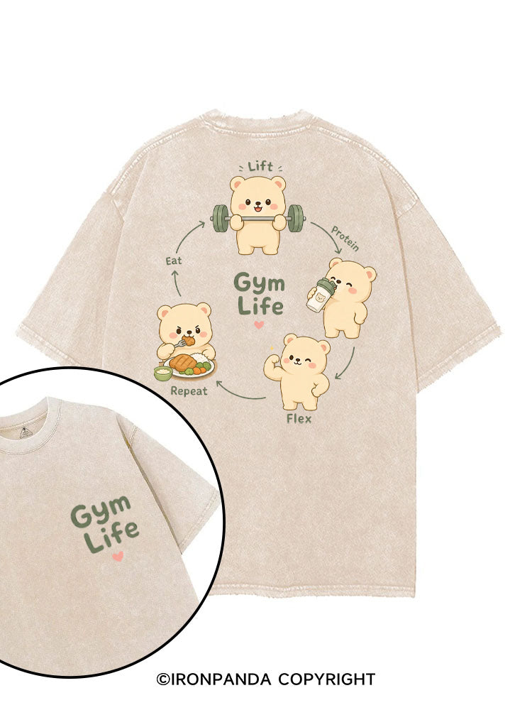 GYM LIFE CUTE BEAR printed Gym Shirt