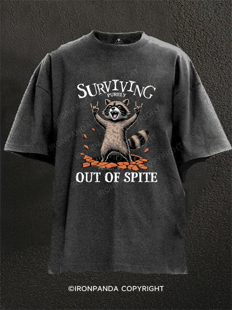 Raccoon Surviving Purely Out of Spite Washed Gym Shirt