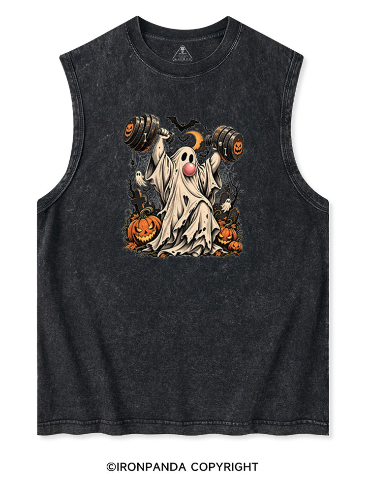 VINTAGE GHOST GYM WEIGHTLIFTING Washed Tank