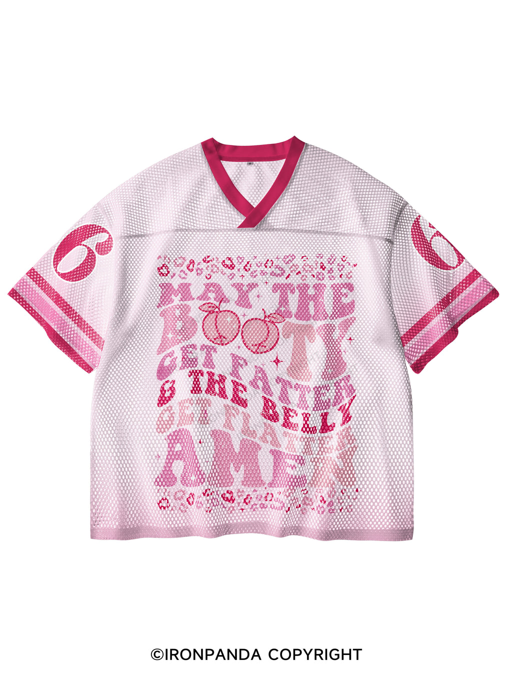 MAY THE BOOTY GET FATTER V-Neck Open Hole Mesh Top