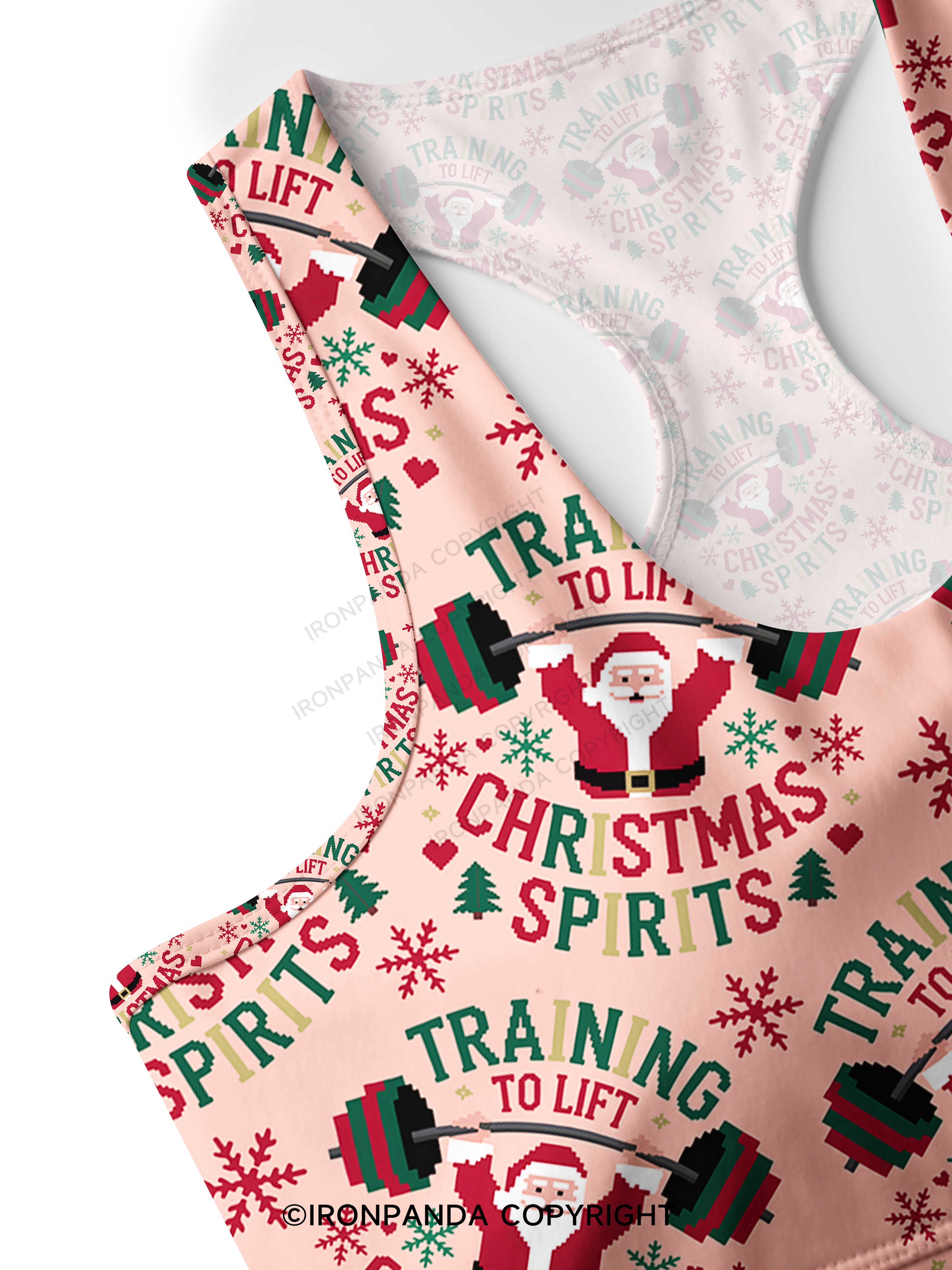 training to lift christmas spirits Racerback Sports Bra