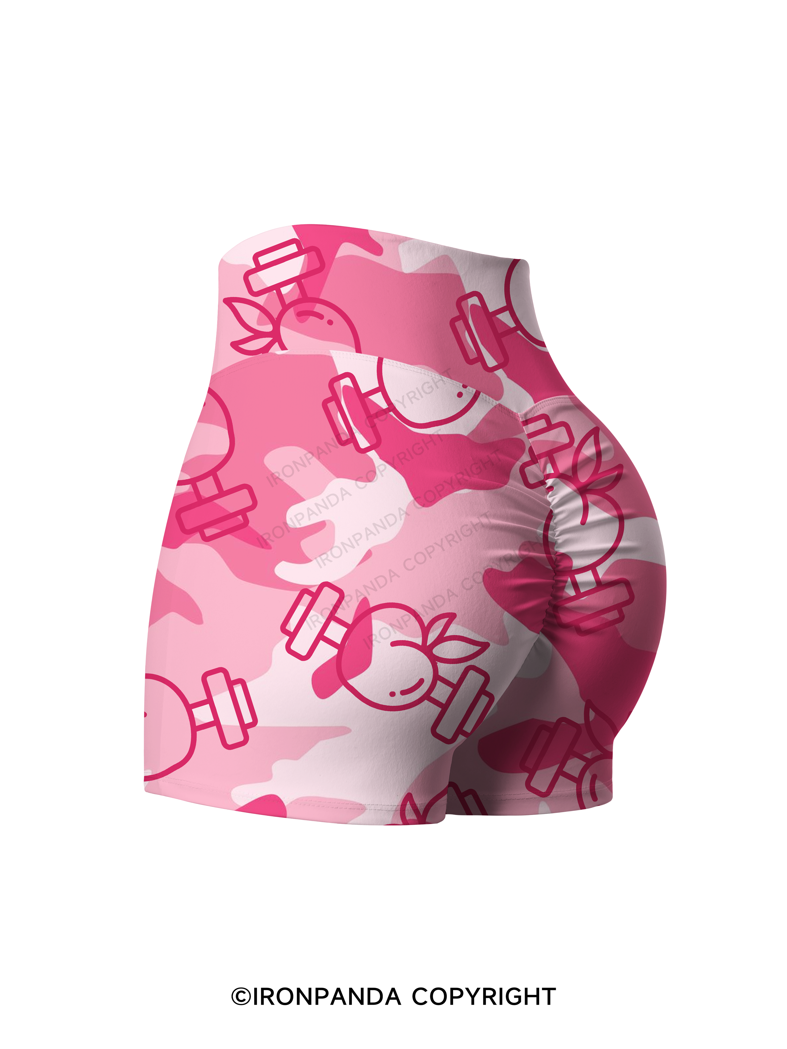 Pink Peach Printed Yoga Shorts