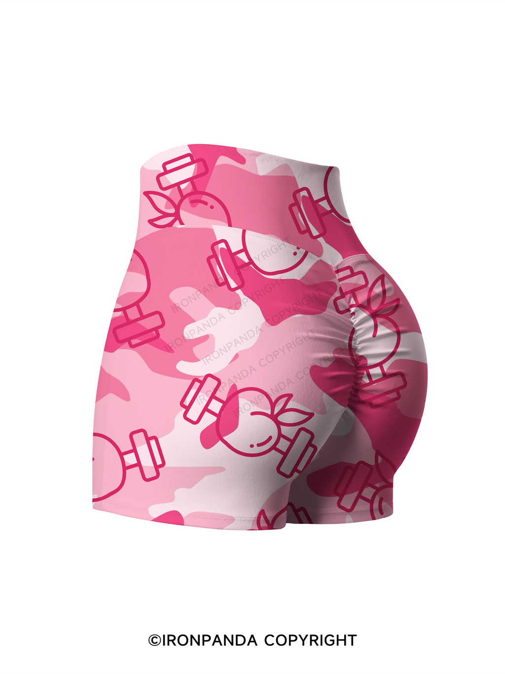 Pink Peach Printed Yoga Shorts