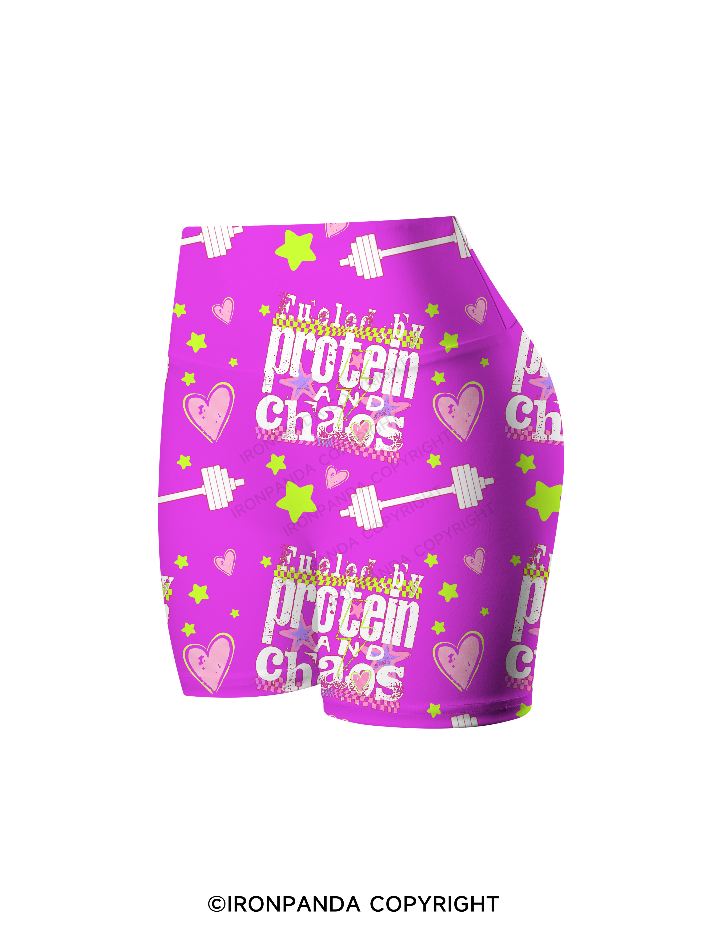 FUELED BY PROTEIN AND CHAOS Printed Yoga Cycling Shorts