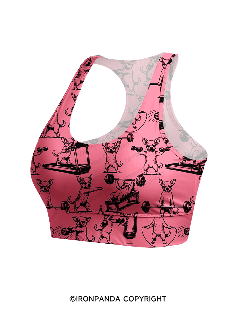 Chihuahua Workout Racerback Sports Bra
