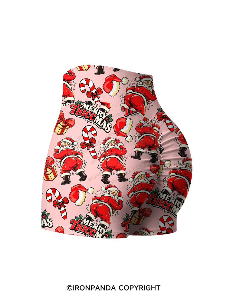 Merry Thiccmas Printed Yoga Shorts