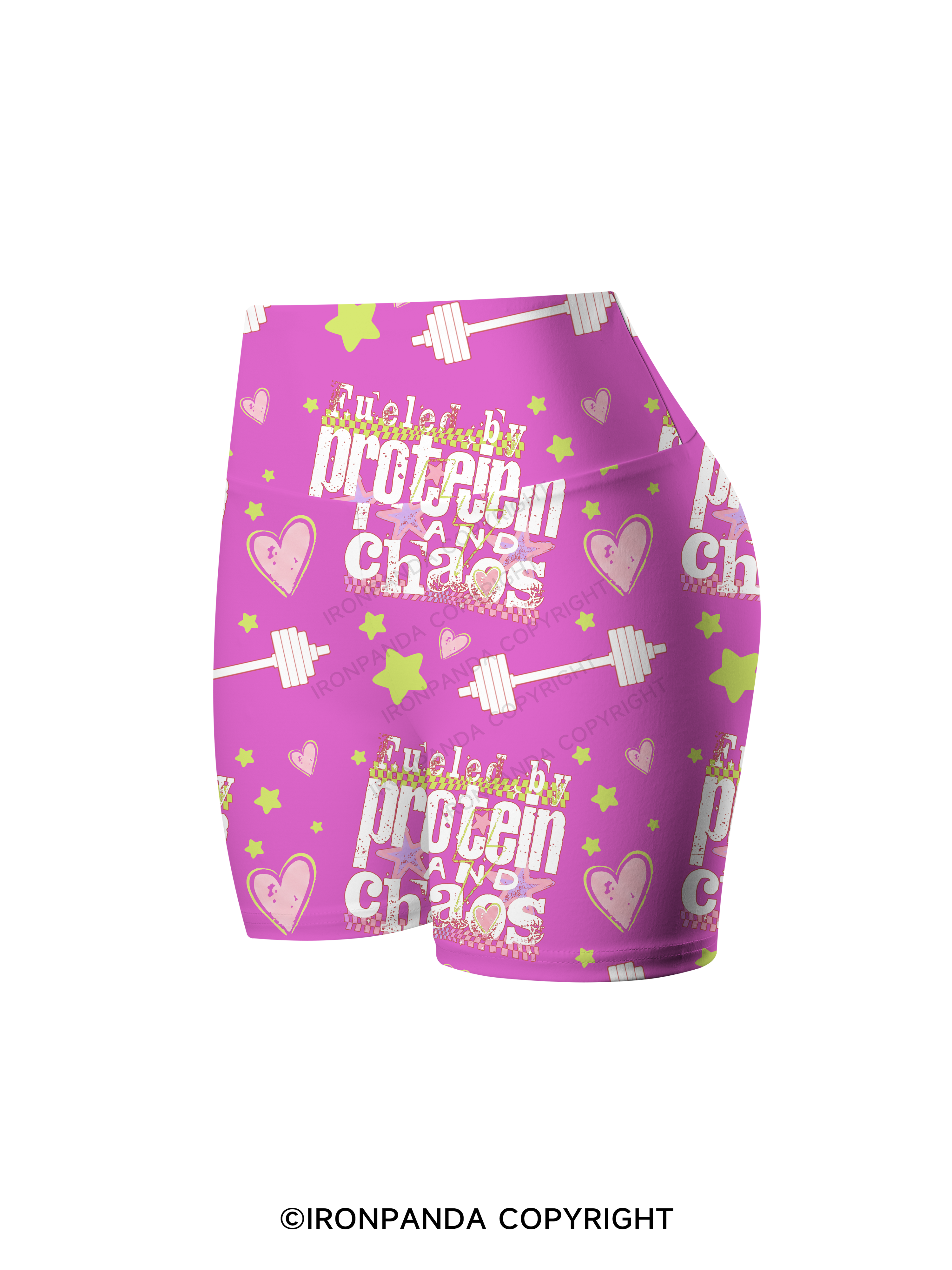 FUELED BY PROTEIN AND CHAOS Printed Yoga Cycling Shorts