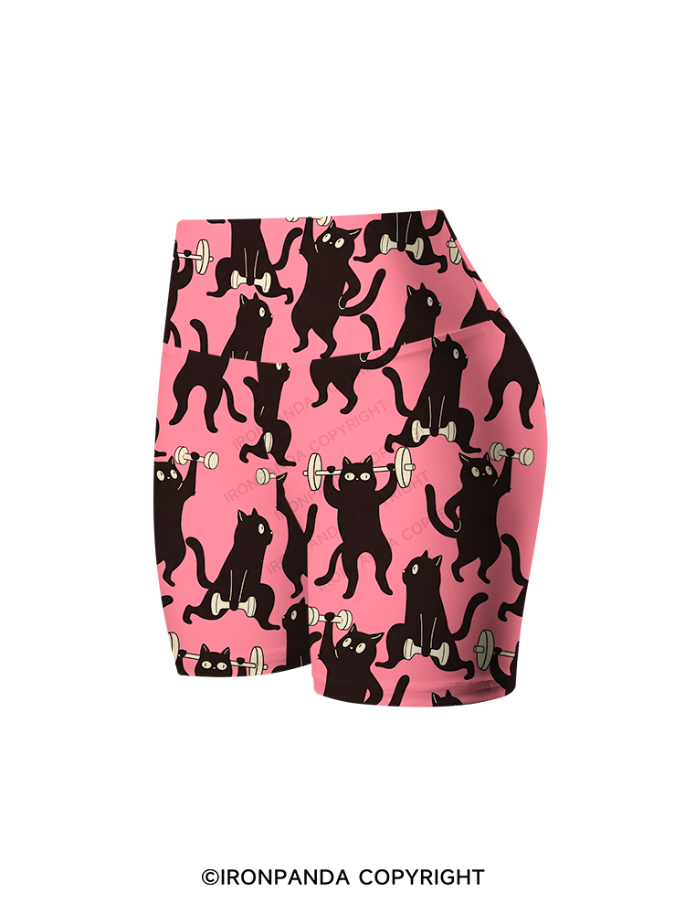 Funny Cat Gym Printed Yoga Cycling Shorts