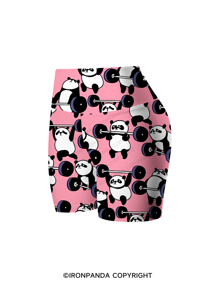PANDAS IN WEIGHT TRAINING Printed Yoga Cycling Shorts