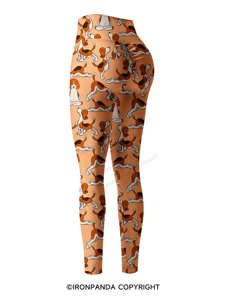 DOGGIE MEDITATION AND STRETCHING Printed Yoga Pants