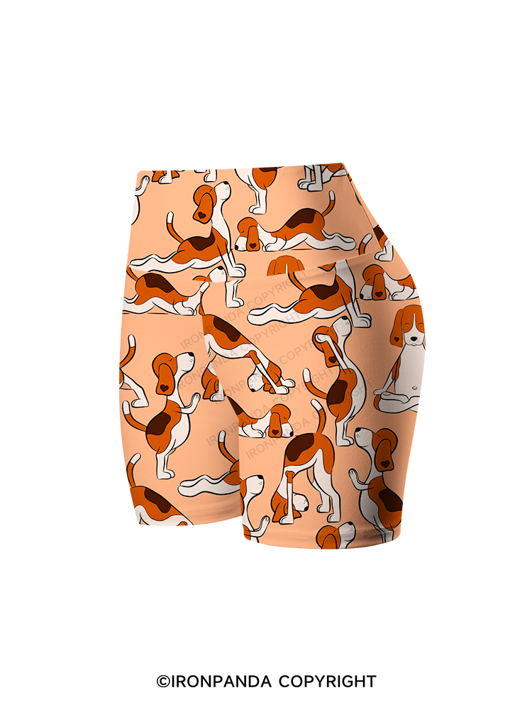 DOGGIE MEDITATION AND STRETCHING Printed Yoga Cycling Shorts
