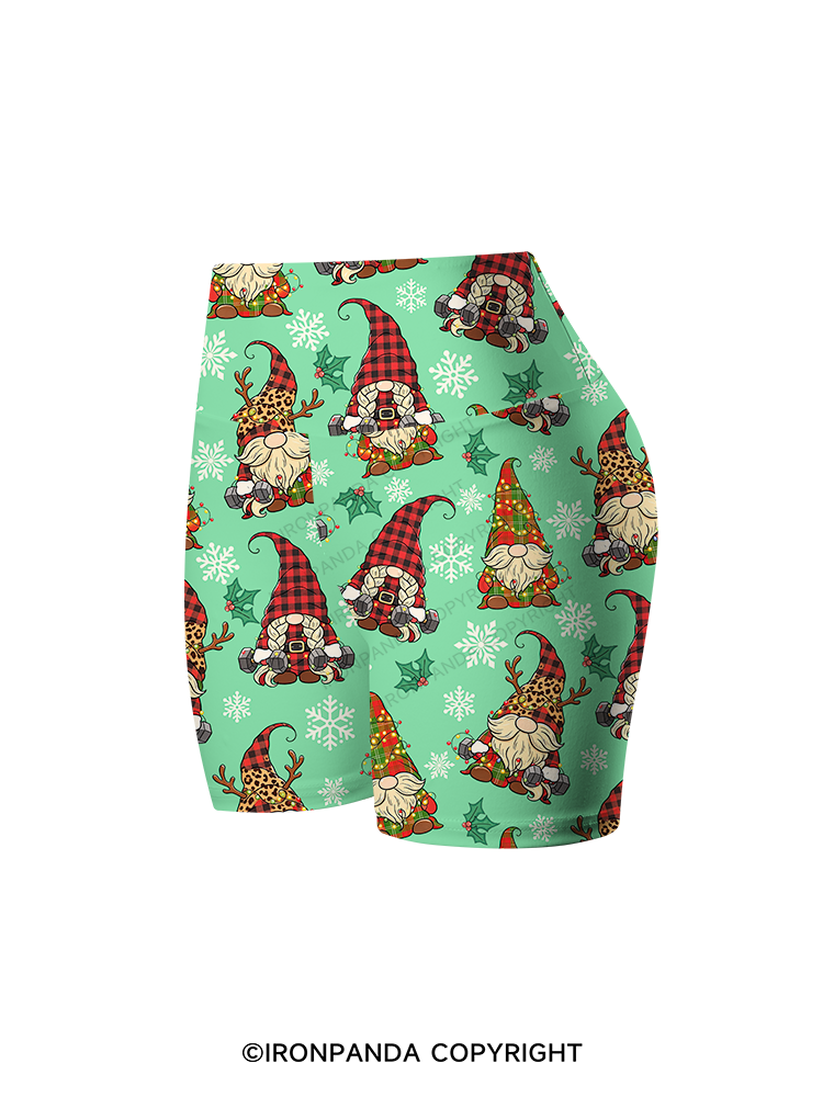 Fitness Christmas Elf Printed Yoga Cycling Shorts