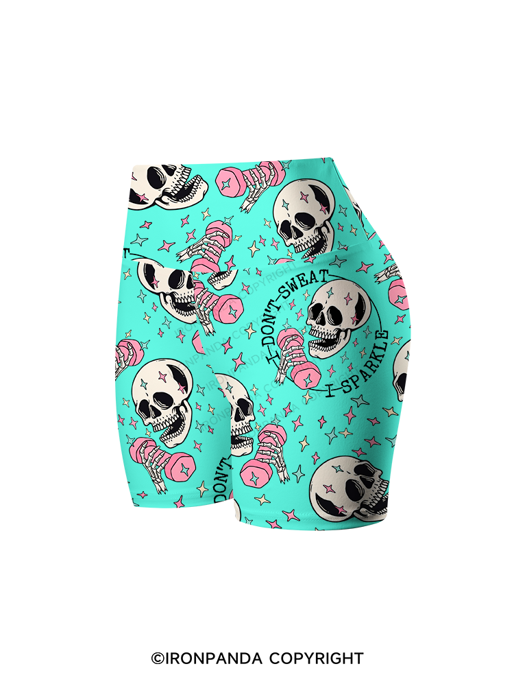 I DON’T SWEAT I SPARKLE Printed Yoga Cycling Shorts