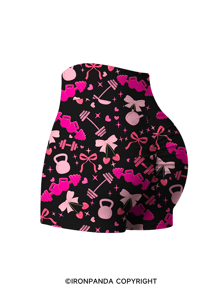 PINK POWER SWEETHEART Printed Yoga Shorts