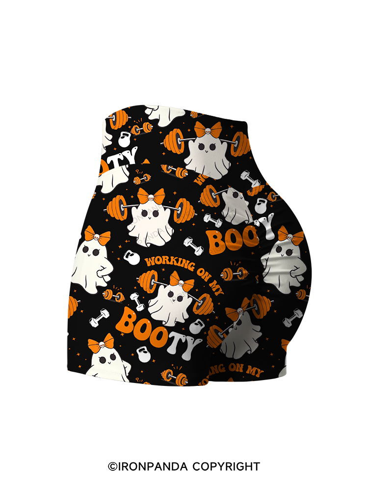 Working On My Booty Printed Yoga Shorts