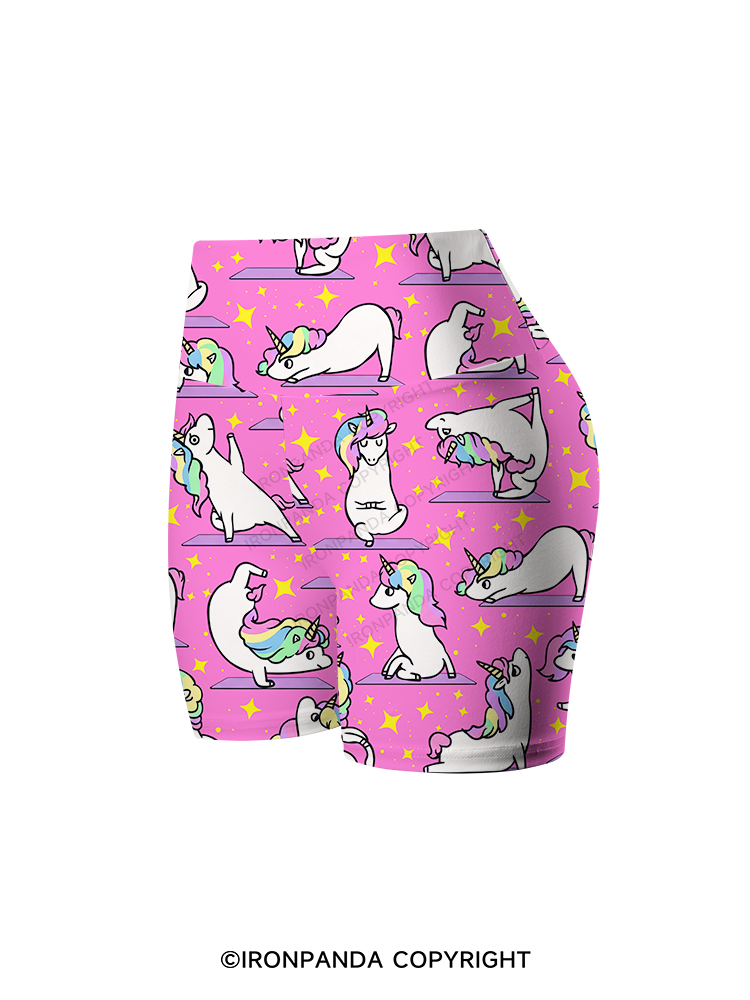 MAGICAL UNICORN STRETCH CLASS Printed Yoga Cycling Shorts