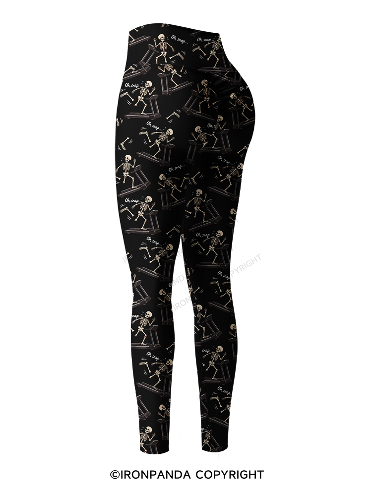 Oh Snap Funny Skeleton Printed Yoga Pants