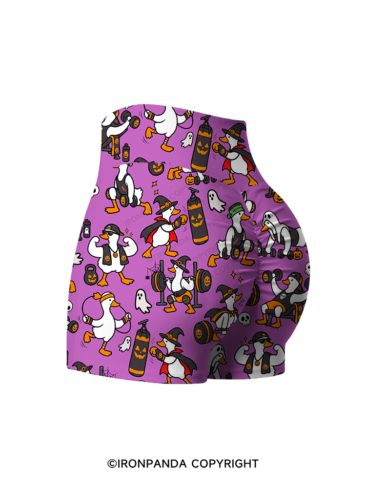 Halloween Fitness Goose Printed Yoga Shorts
