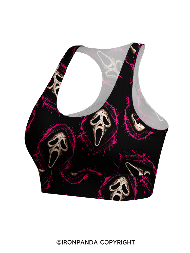 Ghost face Racerback Sports Bra