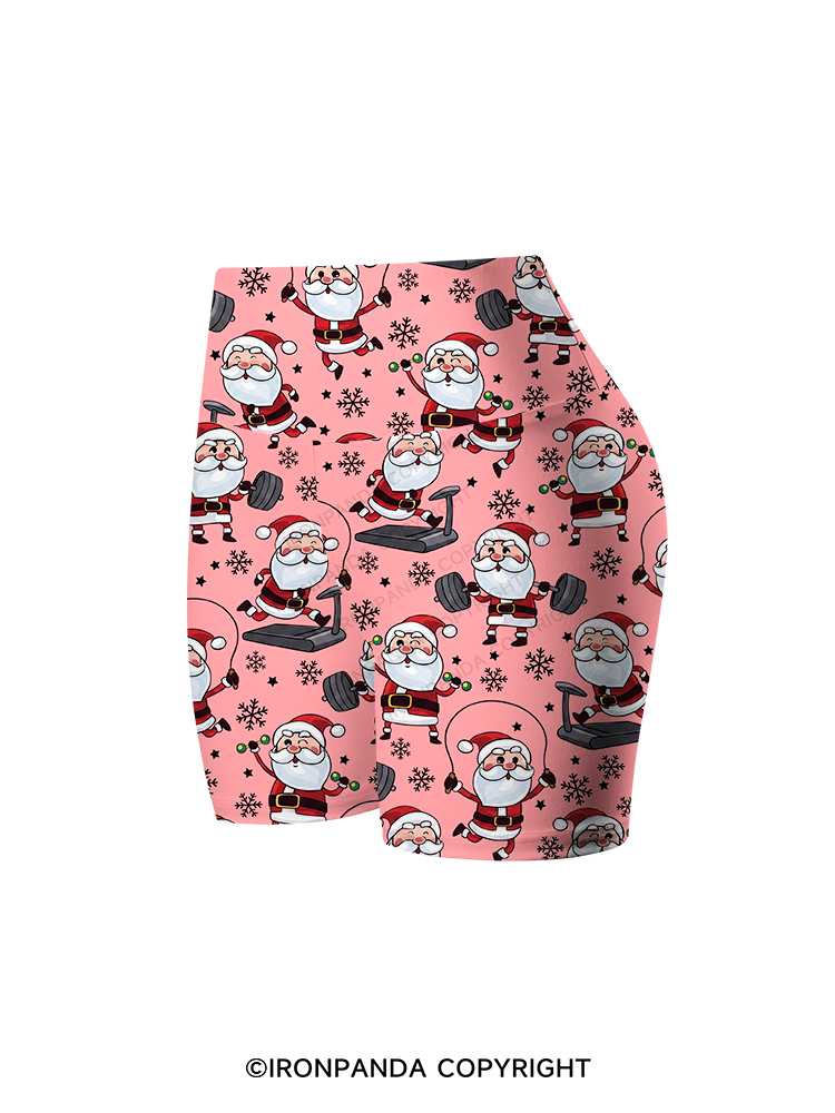 Funny Santa Claus Gym Printed Yoga Cycling Shorts